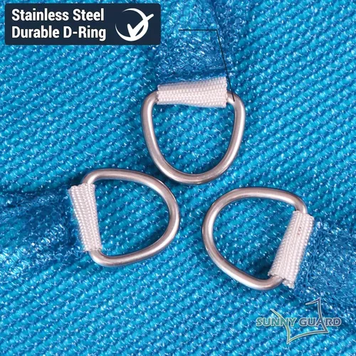 Vista 6 de SUNNY GUARD Vela de Sombra Solar 10' x 13' Rectangular Azul Turquesa Bloqueo UV Parasol para Patio Trasero Jardín Terraza Patio Jardín Actividades