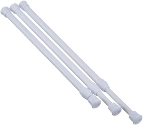 Vista 2 de Barra de cortina Barra De Poste De Riel De Cortina Ajustable Multifuncional, Tensión Telescópica, Acero De Alto Carbono Extensible Para Baño