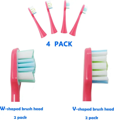 Vista 4 de Cepillo de dientes eléctrico sónico plegable rosa autolimpiante de viaje recargable portátil. 4 cabezales de cepillo. Bolsa de viaje.