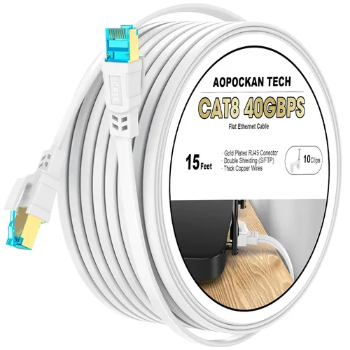 Vista 9 de AOPOCKAN TECH Cables Ethernet Cat8 (blanco, CAT8-6FT)