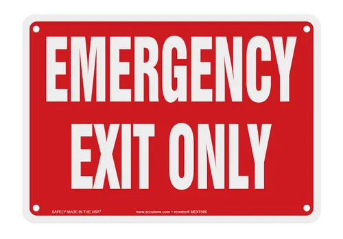 Vista 5 de Accuform Señal de seguridad "Solo salida de emergencia", Accu-Shield™, 7 x 10 pulgadas (MEXT586XP) 7 x 10 Inches (MEXT586XP)