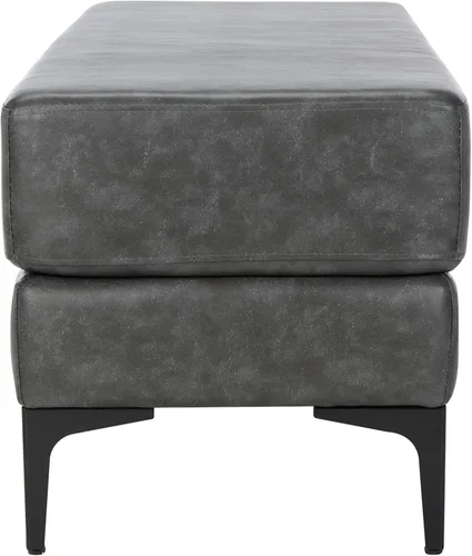 Vista 6 de Safavieh Home Elise - Banco rectangular de piel sintética gris y negro de 48 pulgadas