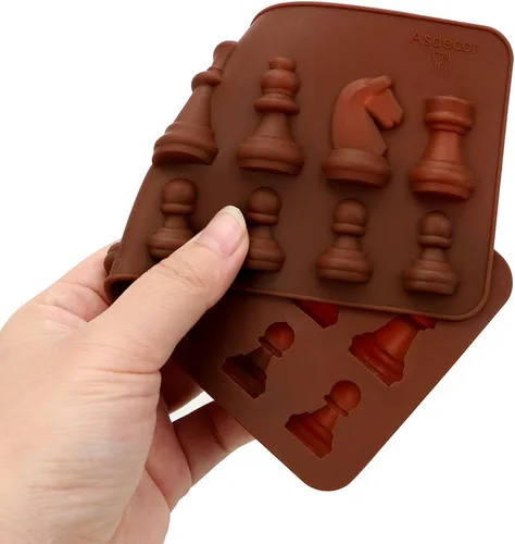 Vista 3 de 2Pcs Chess Piece Chocolate Candy Molds, International Chess Silicone Mold Epoxy Resin Craft Casting Fondant Paper Clay Wax Melt Mold