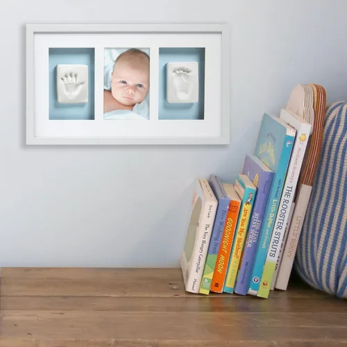 Vista 5 de Pearhead Babyprints Deluxe – Marco de fotos para pared, Blanco