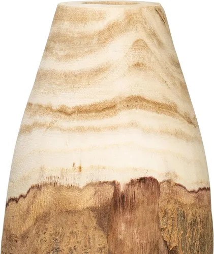 Vista 2 de Creative Co-Op Jarrón de madera de paulownia tallada de 13 pulgadas de alto con borde vivo (cada uno variará)
