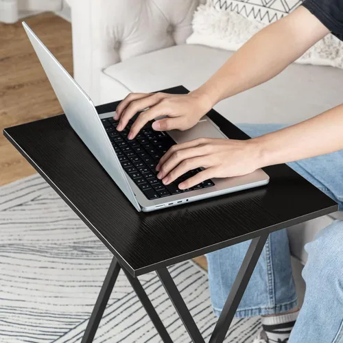 Vista 8 de HOOBRO - Mesa de Bandeja Plegable para TV, Mesa de Aperitivos Estable para Espacio Pequeño, Mesa Lateral de Sofá Portátil, Fácil Montaje