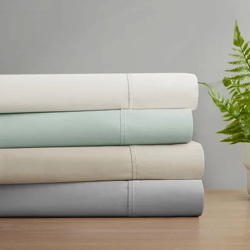 Vista 7 de Madison Park Sábanas de algodón orgánico, suaves y transpirables, sábanas de algodón de 300 hilos, juego de sábanas elásticas con bolsillo profundo