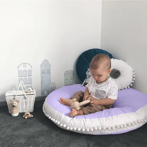Vista 10 de Cojín Grande de Piso para Niños Cojín Redondo de Piso para Sentarse, Almohada Circular Grande de 35 pulgadas, Almohadas Redondas para Sentarse