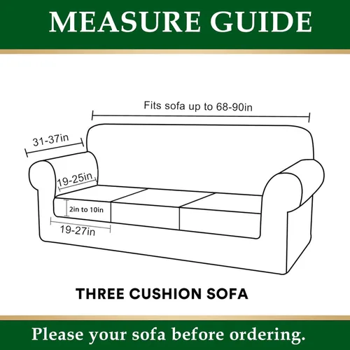 Vista 6 de CRFATOP Fundas de sofá de 4 piezas para sofás de 3 cojines, funda elástica con 3 fundas de cojín de asiento separadas, protector de muebles lavable