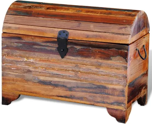 Vista 2 de Cofre de almacenamiento recuperado de madera maciza de 24 x 12 x 18 pulgadas (largo x ancho x alto)
