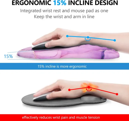 Vista 2 de Alfombrilla de Mouse con Soporte para Muñeca, Laokiiy Alfombrilla de Teclado 2 en 1+ Alfombrilla de Mouse Ergonómica, Reposamuñecas Antideslizante