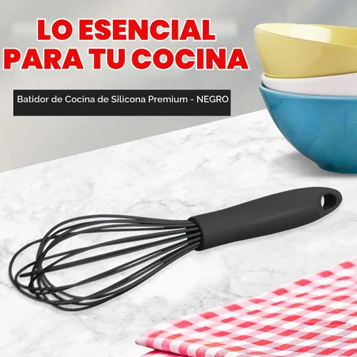 Vista 2 de Chef Craft Batidor de cocina de alambre de silicona premium, 10.5 pulgadas, color negro