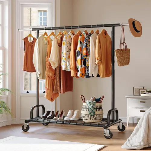 Vista 2 de Raybee Perchero resistente para ropa, estantes para ropa para colgar ropa pesada 200+, perchero enrollable para ropa con capacidad de carga de 485