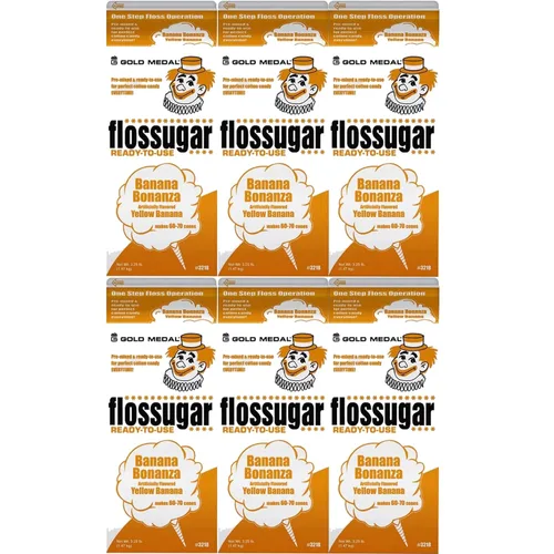 BeeQ Caja – Paquete de 6 cajas de 1/2 galón de azúcar de algodón de azúcar de plátano Bonanza