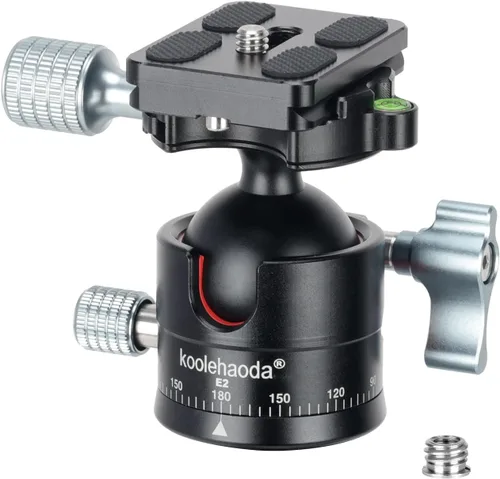 Vista 9 de Koolehaoda Cabeza de trípode, mini cámara de cabeza esférica, cabeza panorámica de 360 ° con tornillo de 1/4 de pulgada, placa de liberación rápida