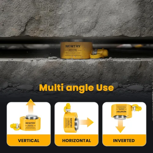 Vista 6 de NEWTRY Gato hidráulico de 10T, portátil de perfil bajo, 0.43' de extensión, para construcción naval, puentes, construcción