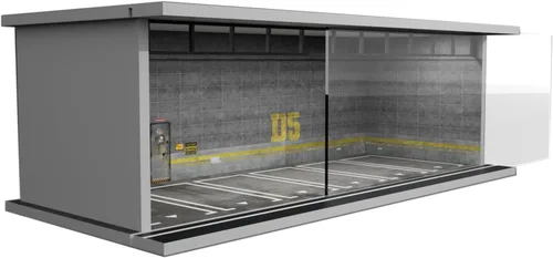 Bivitre Estuche de exhibición de diorama 1/64 con luces LED - Compatible con autos Hot Wheels Matchbox Mini GT moldeados a escala, para exhibición y