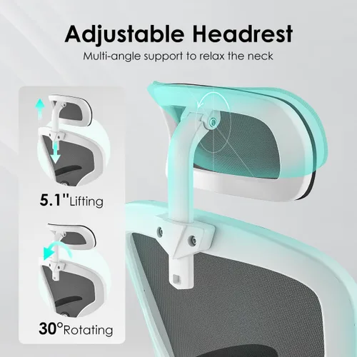 Vista 4 de Office Chair Ergonomic Desk Chair, 300LBS Capacity, High Back Computer Chair with Lumbar Support, Flip-up Armrests Swivel Task Chairs for Long Hours