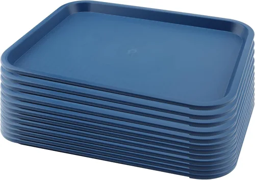 Vista 19 de Paquete de 5 bandejas azules de comida rápida de 14 x 10 pulgadas, bandejas rectangulares grandes para servir restaurante, bandejas de plástico