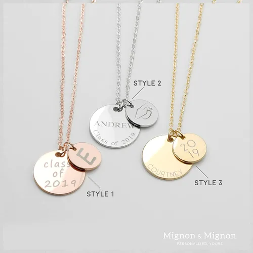 Vista 6 de MignonandMignon Personalized Graduation Name Necklace College Graduate Gift High School Women Grad Class of 2021 Customized for Her - LCN-NC
