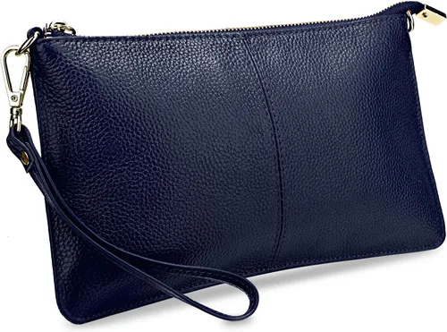 Vista 29 de YALUXE Women's Genuine Leather Wristlet Handbags Purses Clutch Wallet Bag 1- Correa de cuero blanco
