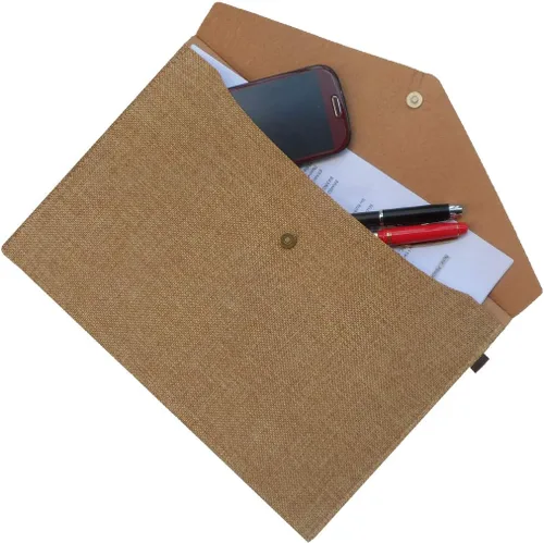 Vista 2 de Carpeta de archivos A4 duradera, portafolio, sobre de fieltro con cierre a presión, juego de 2 unidades, beige y marrón