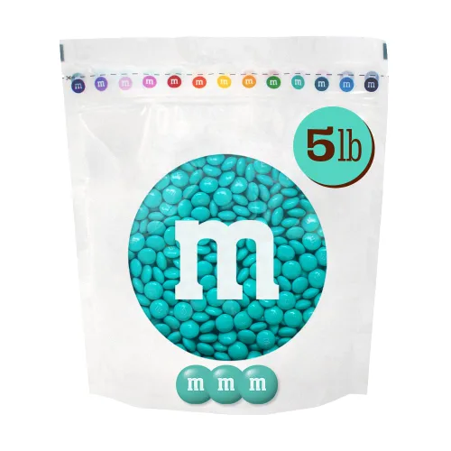M&M'S WORLD Caramelos de Chocolate con Leche Aqua, 5 libras de M&M'S en Paquete Resellable para Barras de Caramelo, Fiestas de Cumpleaños