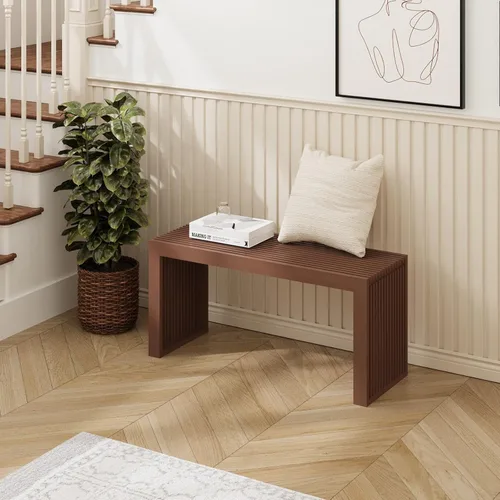 Vista 19 de Banco de comedor de bambú, banco de mesa de cocina de 35 pulgadas, decoración de casa de campo, banco de zapatos de entrada, banco al aire libre