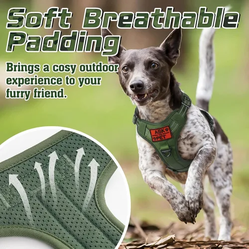 Vista 9 de rabbitgoo Arnés táctico para perro, sin tirones, chaleco militar con asa y Molle, arnés para perro de servicio de fácil control para perros grandes