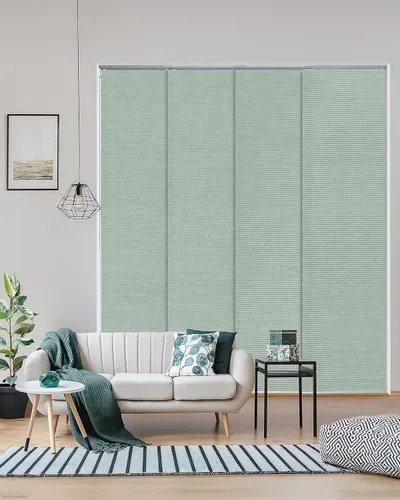 GoDear Design Panel deslizante ajustable para puertas de vidrio corredizo de 45.8 a 86 pulgadas de ancho x 96 pulgadas de alto, persianas verticales