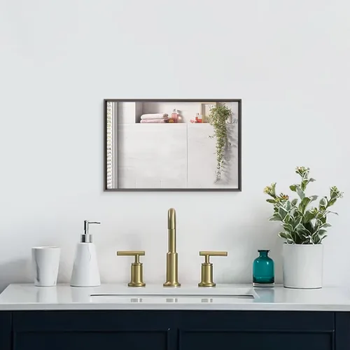 Vista 3 de AAZZKANG Espejo Rectangular con Marco de Metal Retro Espejos de Pared para Baño Dormitorio Decoración del Hogar Pequeño