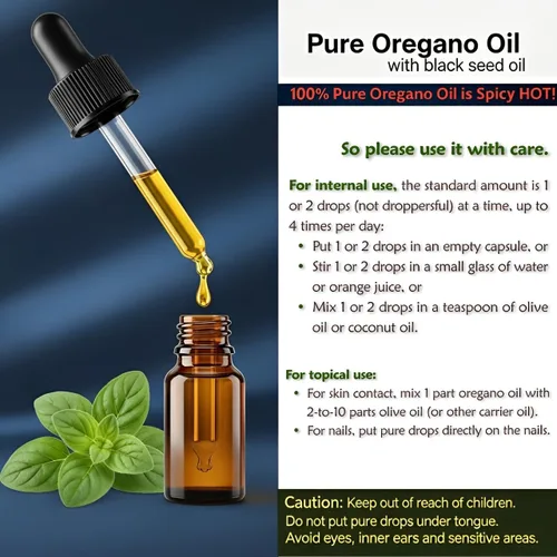 Vista 4 de Aceite de orégano silvestre con semillas negras – 80% + Carvacrol – Puro y sin diluir – Gotas líquidas de 0.34 onzas líquidas Certificado GMP