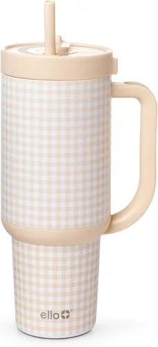 Vista 10 de Ello Oasis Vaso de 24 oz con asa y popote retráctil Taza reutilizable de acero inoxidable aislada 100% a prueba de fugas, regalos
