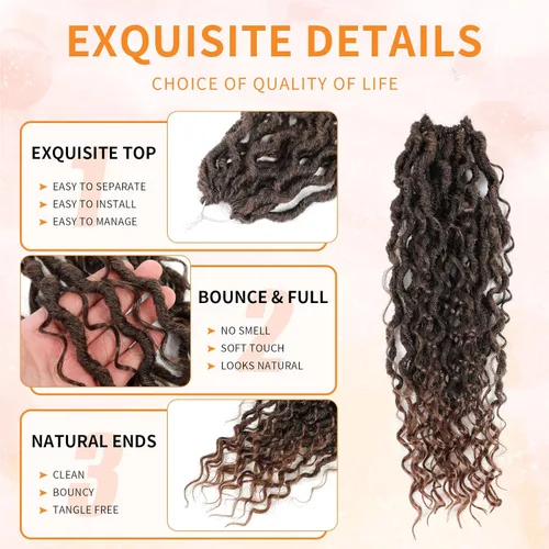 Vista 3 de Wodun Goddess Locs - Cabello de ganchillo de 14 pulgadas, 8 paquetes de cabello sintético de ganchillo, cabello de ganchillo previamente enrollado