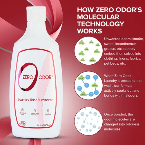 Vista 4 de Zero Odor Eliminador de olores de lavandería – Elimina permanentemente el olor a ropa – Tecnología molecular patentada mejor para ropa, toallas