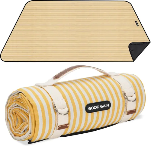 Vista 16 de G GOOD GAIN Mantas de pícnic impermeables extra grandes – Manta para exteriores sin arena plegable con correa de transporte para playa, camping