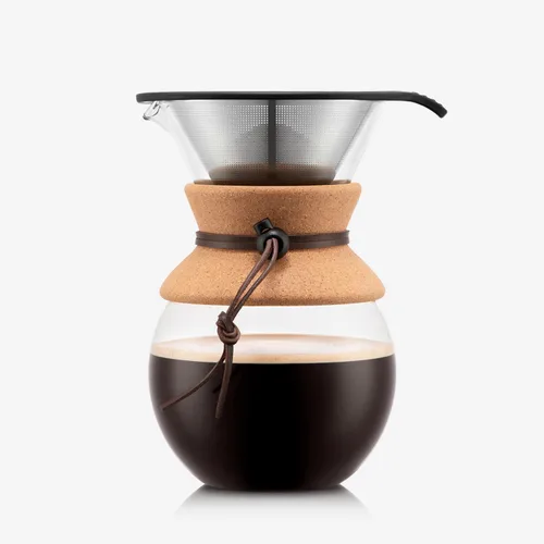 Vista 10 de Bodum Cafetera de Vertido de 34 onzas, Vidrio de Borosilicato Resistente a Altas Temperaturas con Filtro de Acero Inoxidable Reutilizable y Agarre