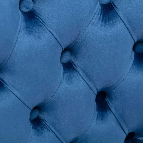 Vista 6 de Silla de comedor tapizada de terciopelo con respaldo copetudo y patas de madera, silla auxiliar moderna decoración de remaches, para comedor