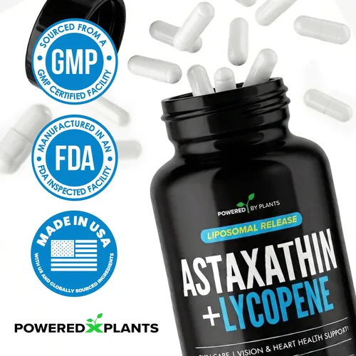 Vista 6 de Astaxantina liposomal 24 mg + licopeno 50 mg - 60 cápsulas Potente antioxidante para ojos, piel, corazón e inmune Complejo de microalgas