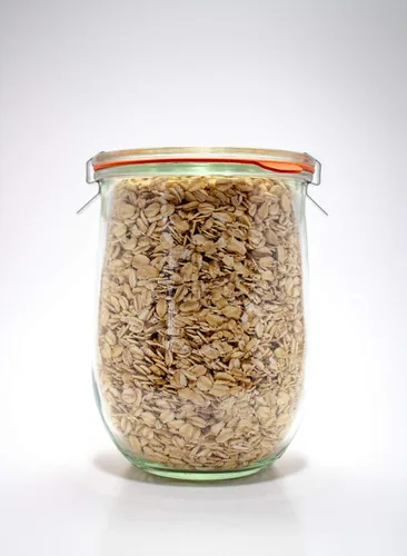 Vista 3 de Weck Tarro de tulipán con suela de goma y dos abrazaderas de metal, tarro redondo para conserva, recipiente redondo para conserva, cierre de clip