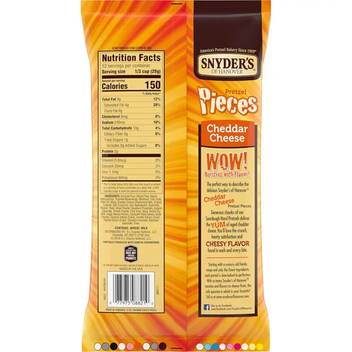 Vista 5 de Snyder's of Hanover, piezas de pretzel de queso cheddar, bolsa de 12 onzas (paquete de 3)