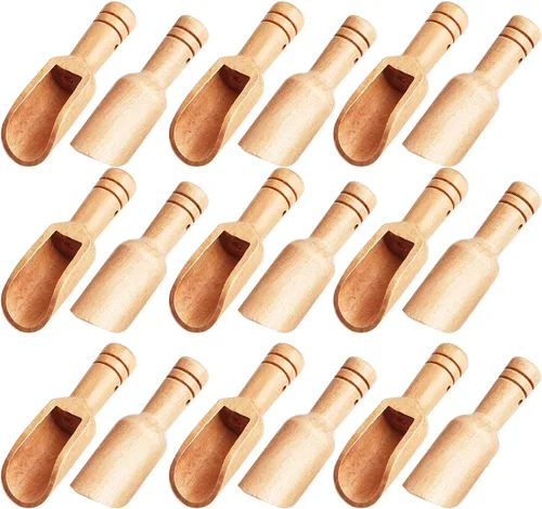 Vista 8 de Arroyner - 20 mini cucharas de madera, mini cucharas de bambú, cucharas de sal para baño, cucharas pequeñas para especias para exfoliantes