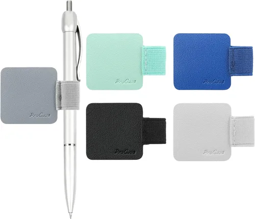 Vista 10 de ProCase Paquete de 5 soportes para bolígrafos para cuadernos, diarios, planificadores, tableta, soporte autoadhesivo de cuero con lazo elástico