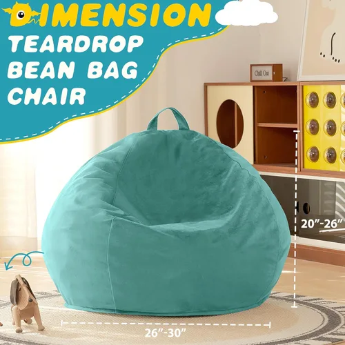 Vista 3 de HABUTWAY Silla de Puf de 2 Pies, Puf de 2' de Sillones Pequeños con Relleno, Silla de Puf en Forma de Lágrima de Terciopelo Ultra Suave con Funda