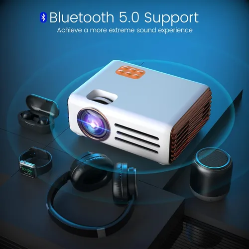 Vista 4 de Proyector WiFi Bluetooth nativo 1080P [pantalla de proyector incluida], proyector de película para exteriores Full HD de 9500L, motor óptico