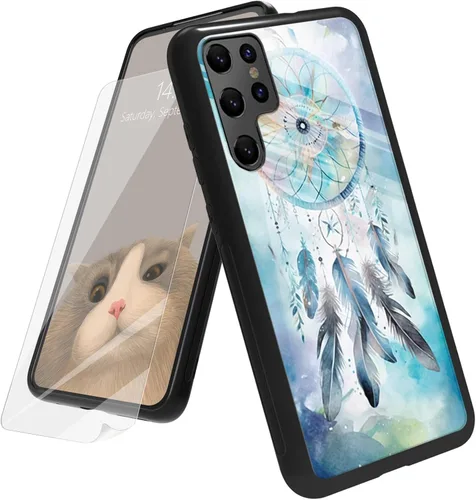 Vista 31 de Funda para Samsung Galaxy A12 5G con protector de pantalla, parte trasera de vidrio templado + TPU de silicona suave que absorbe los golpes