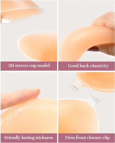 Vista 2 de Sticky Bra Push Up, Adhesive Bras,Backless Silicone Bra for Women with Nipple Covers