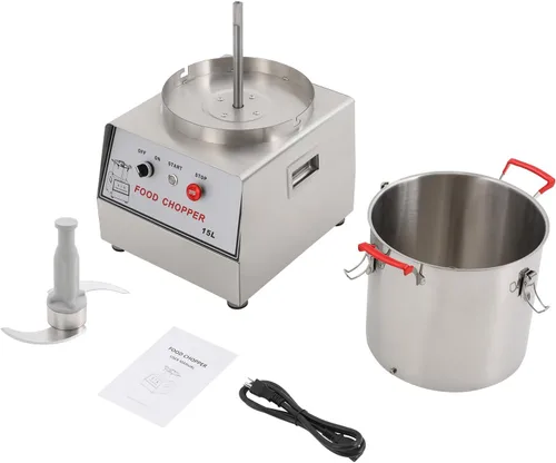 Vista 9 de Procesador de alimentos comercial de 15 L, máquina eléctrica automática de 1400 W, picadora de verduras resistente, picadora de acero inoxidable