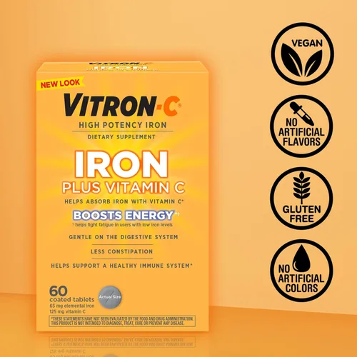 Vista 7 de Vitron-C Suplemento de hierro con vitamina C, 60 unidades y vitamina D3 NatureWise 5000iu (125 mcg), 90
