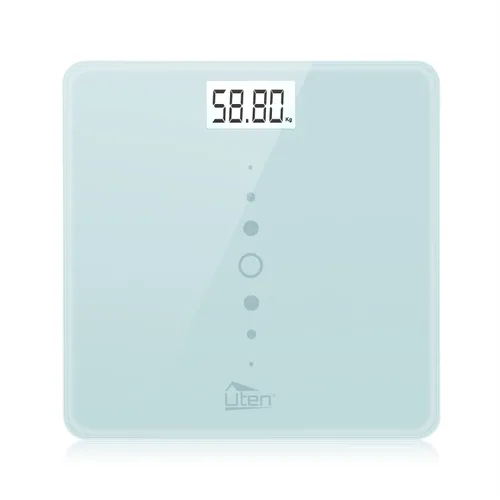 Uten Báscula corporal digital, peso de baño con tecnología Step-On, pantalla de retroiluminación, diseño de esquina redonda y vidrio de 0.315 in,